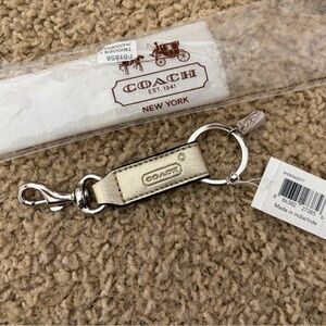 NWT Coach Gold Keychain with Silver Hardware